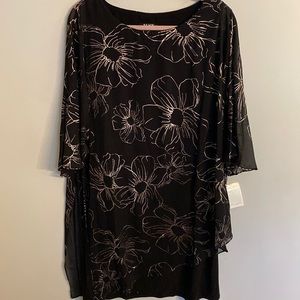 SLNY black asymmetrical overlay dress